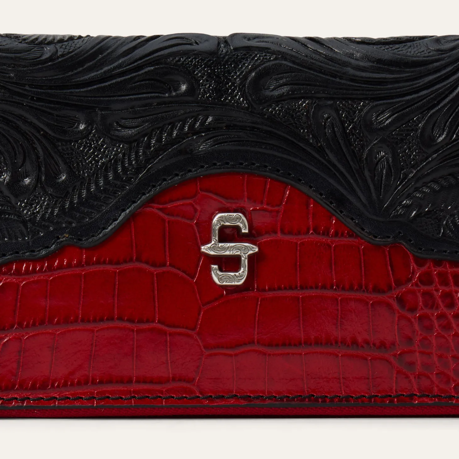 Tooled Croco Embossed Zip Wallet