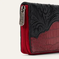 Tooled Croco Embossed Zip Wallet