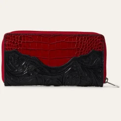 Tooled Croco Embossed Zip Wallet