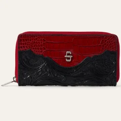 Tooled Croco Embossed Zip Wallet