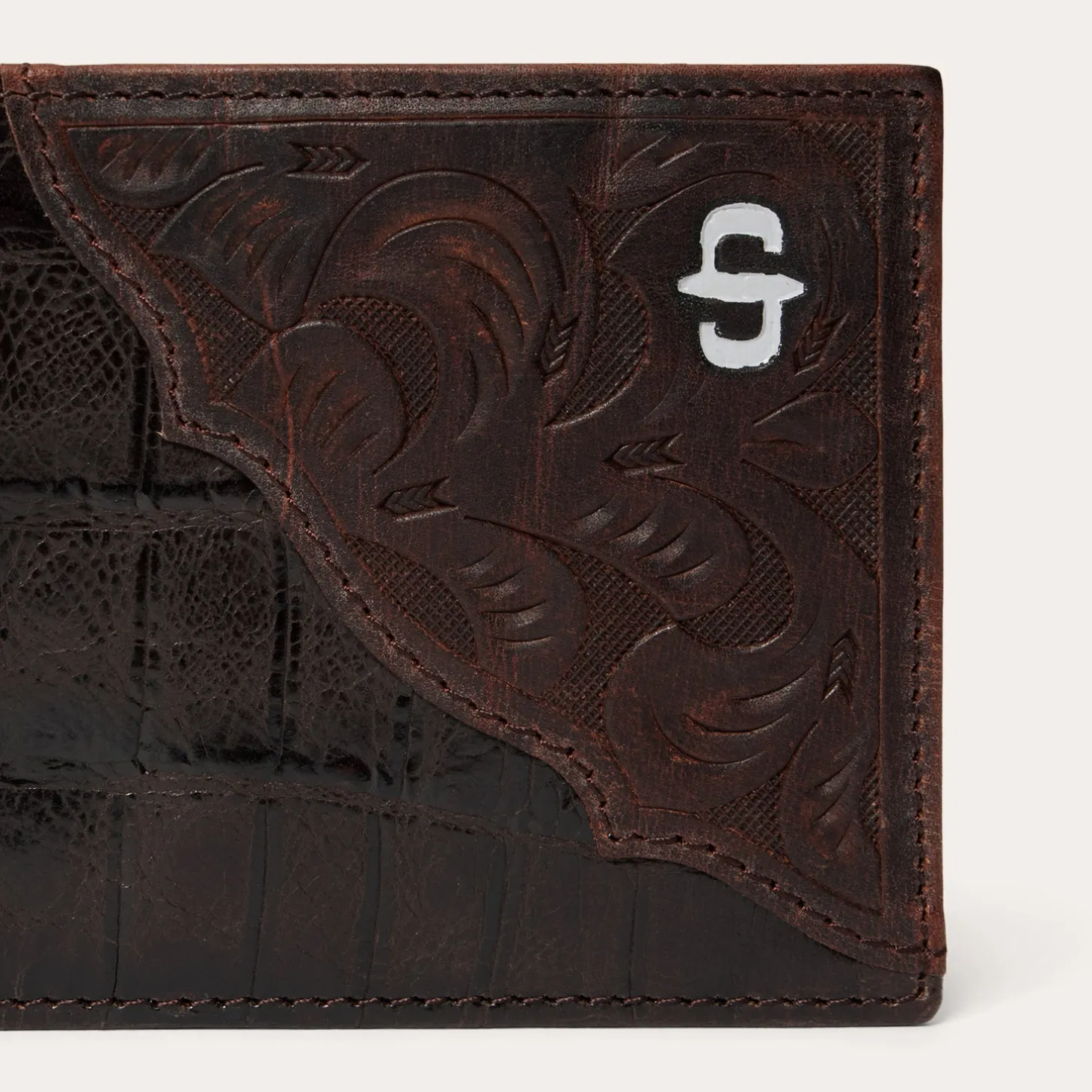 Tooled Embossed Croco Bi-Fold Wallet