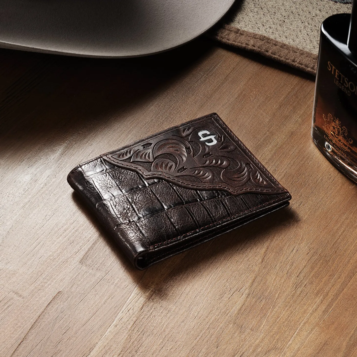 Tooled Embossed Croco Bi-Fold Wallet