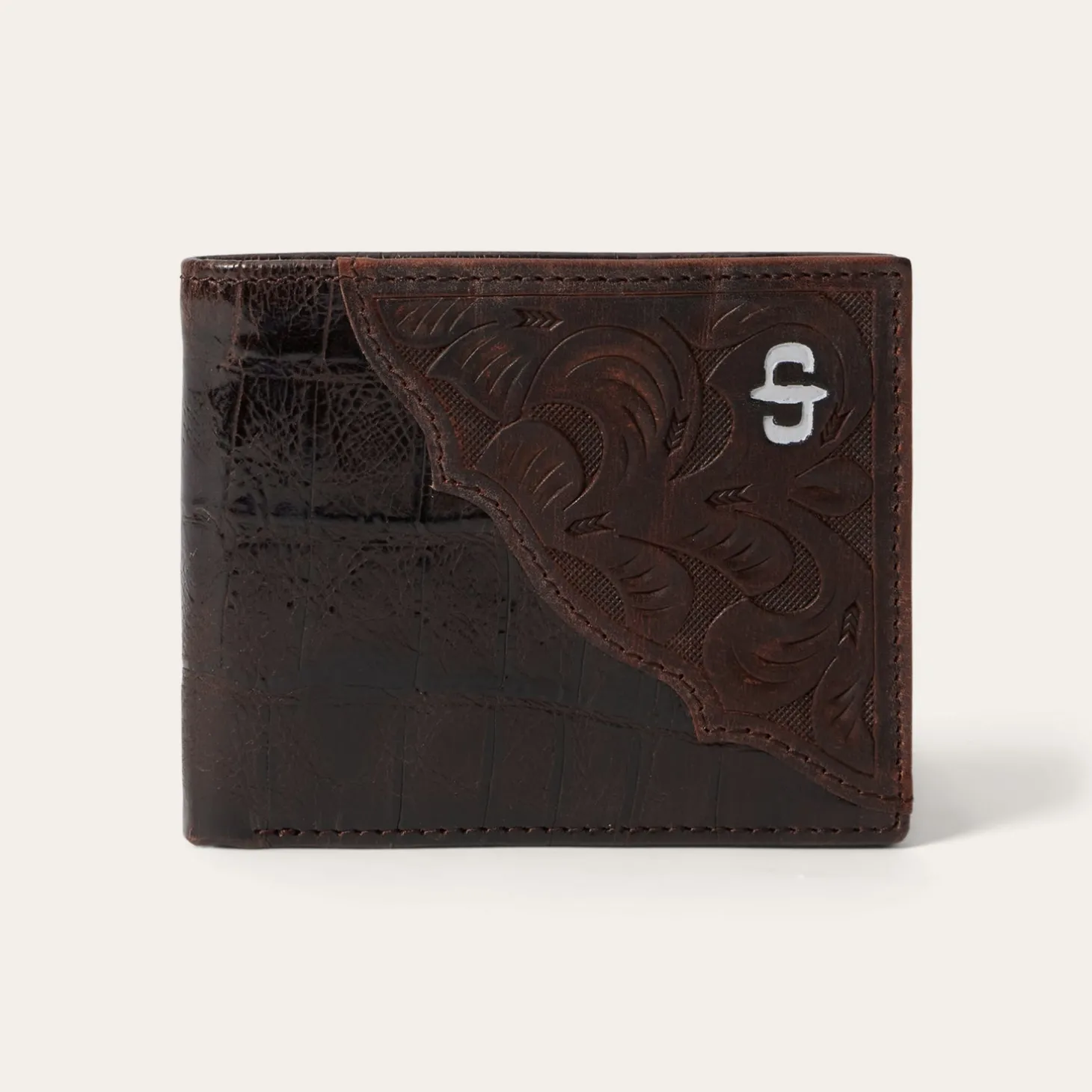 Tooled Embossed Croco Bi-Fold Wallet