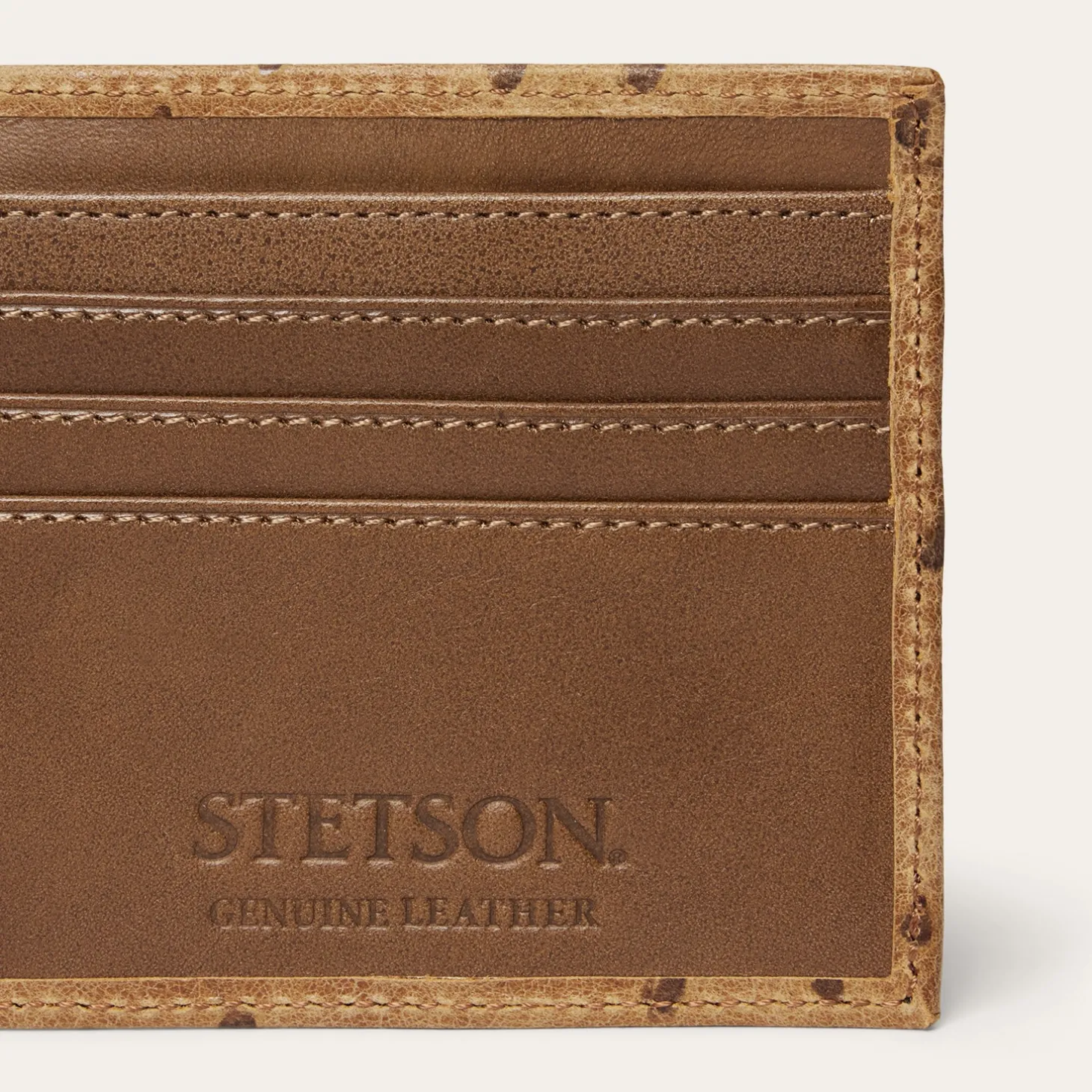 Tooled Embossed Ostrich Bi-Fold Wallet