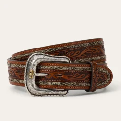 Tooled Horse Hair Braided Edge Belt