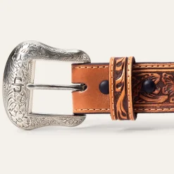 Tooled Tab Embroidered Belt