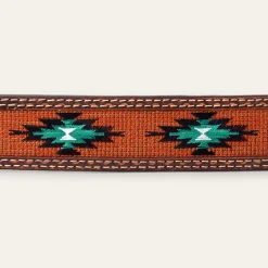 Tooled Tab Embroidered Belt