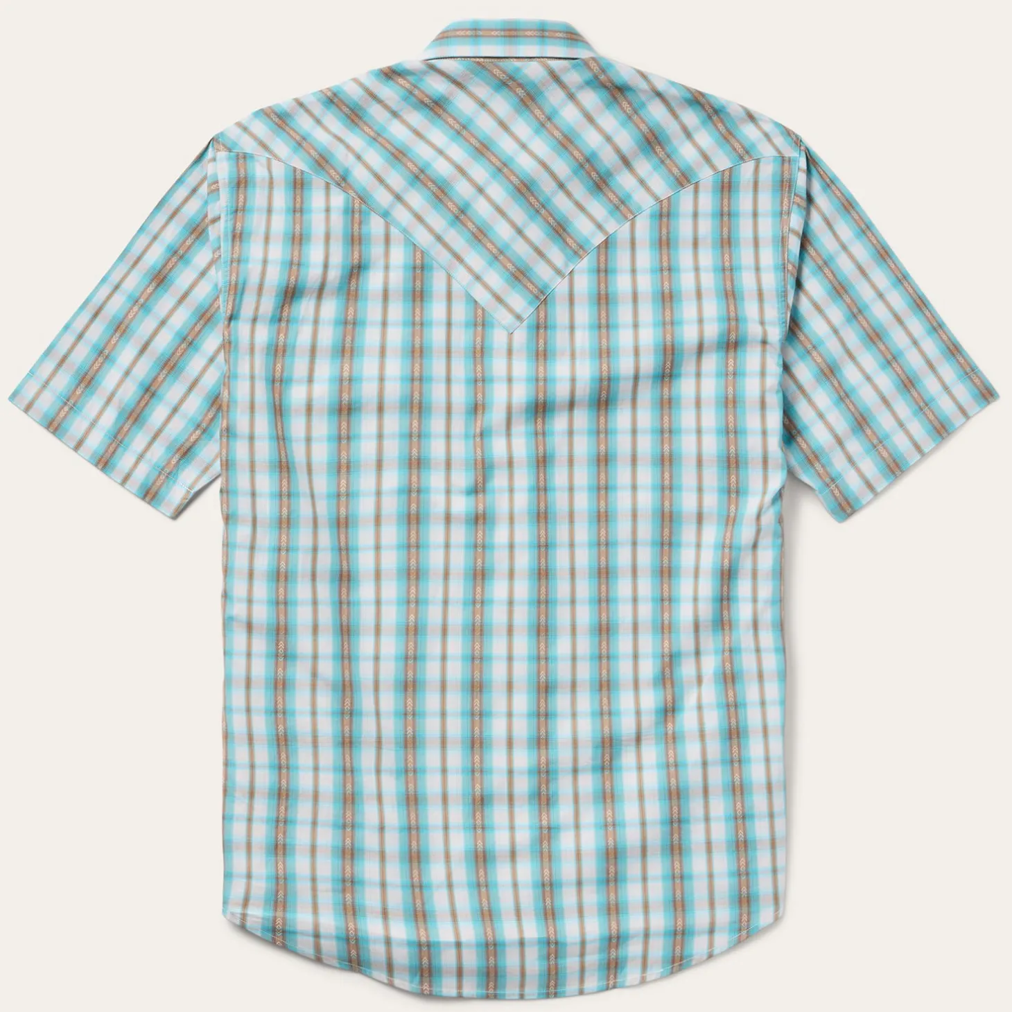 Turquoise Plaid Short-Sleeve Western Shirt