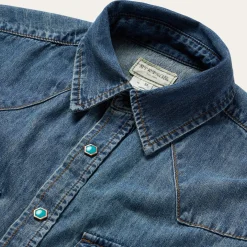 Turquoise Snap Short Sleeve Denim Shirt