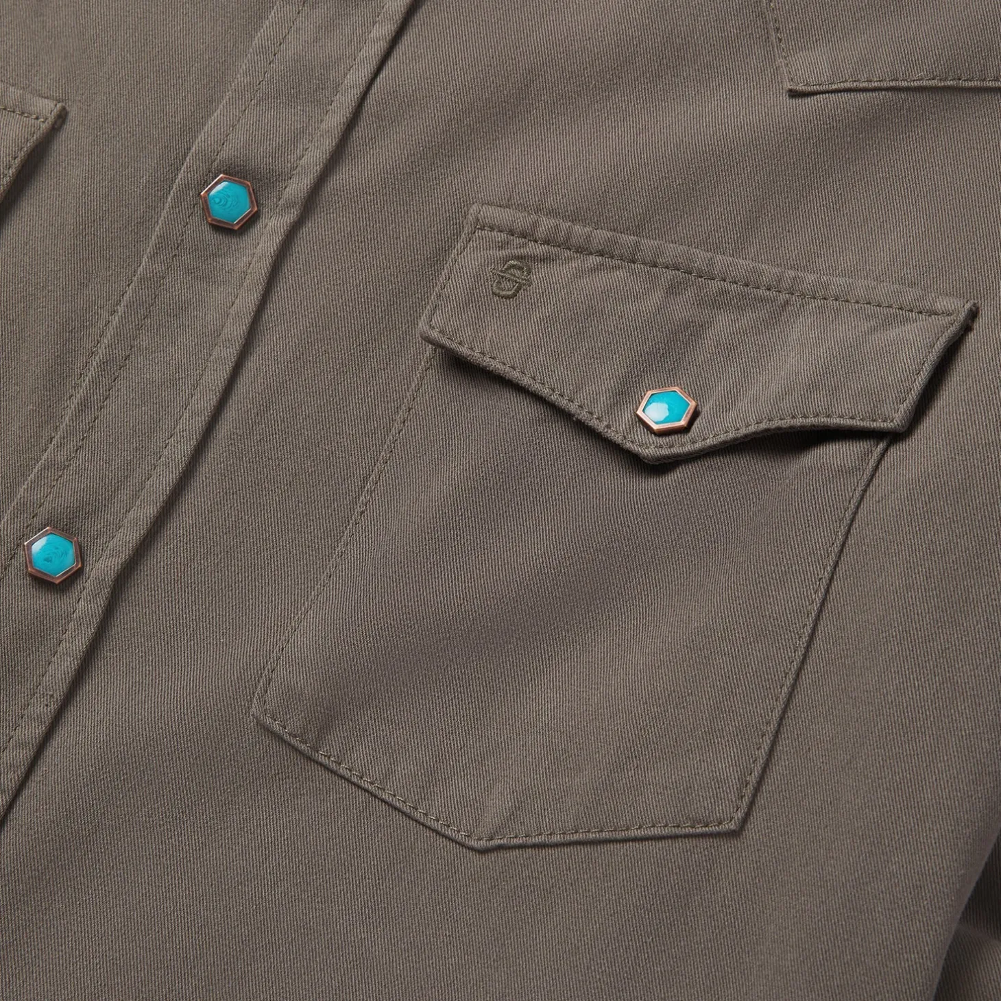 Turquoise Snap Twill Western Shirt