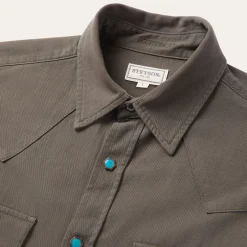 Turquoise Snap Twill Western Shirt
