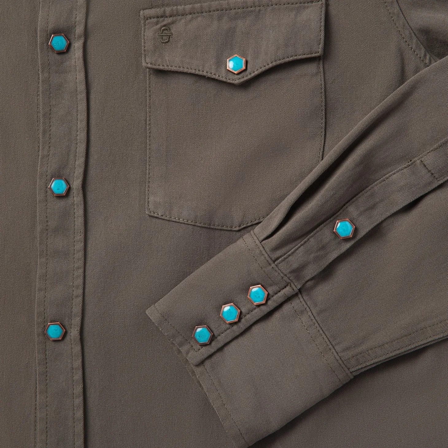 Turquoise Snap Twill Western Shirt