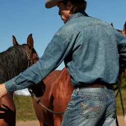 Turquoise Snap Western Denim Shirt