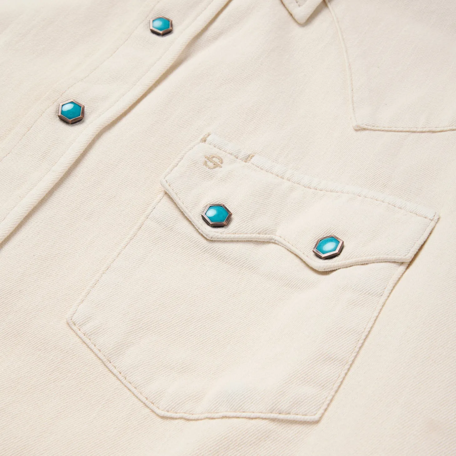 Turquoise Snap Western Denim Shirt