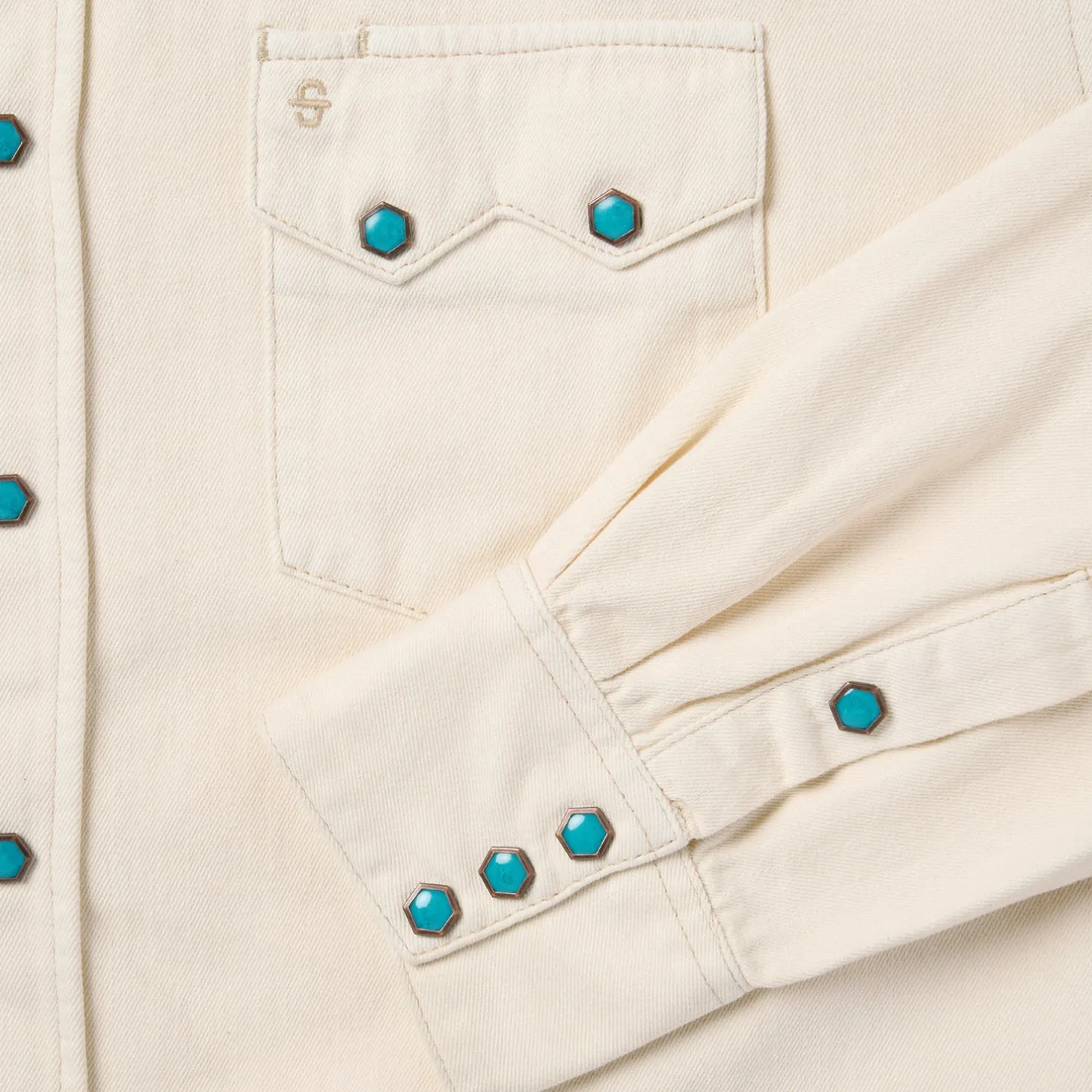 Turquoise Snap Western Denim Shirt