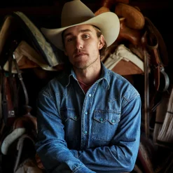 Turquoise Snap Western Denim Shirt