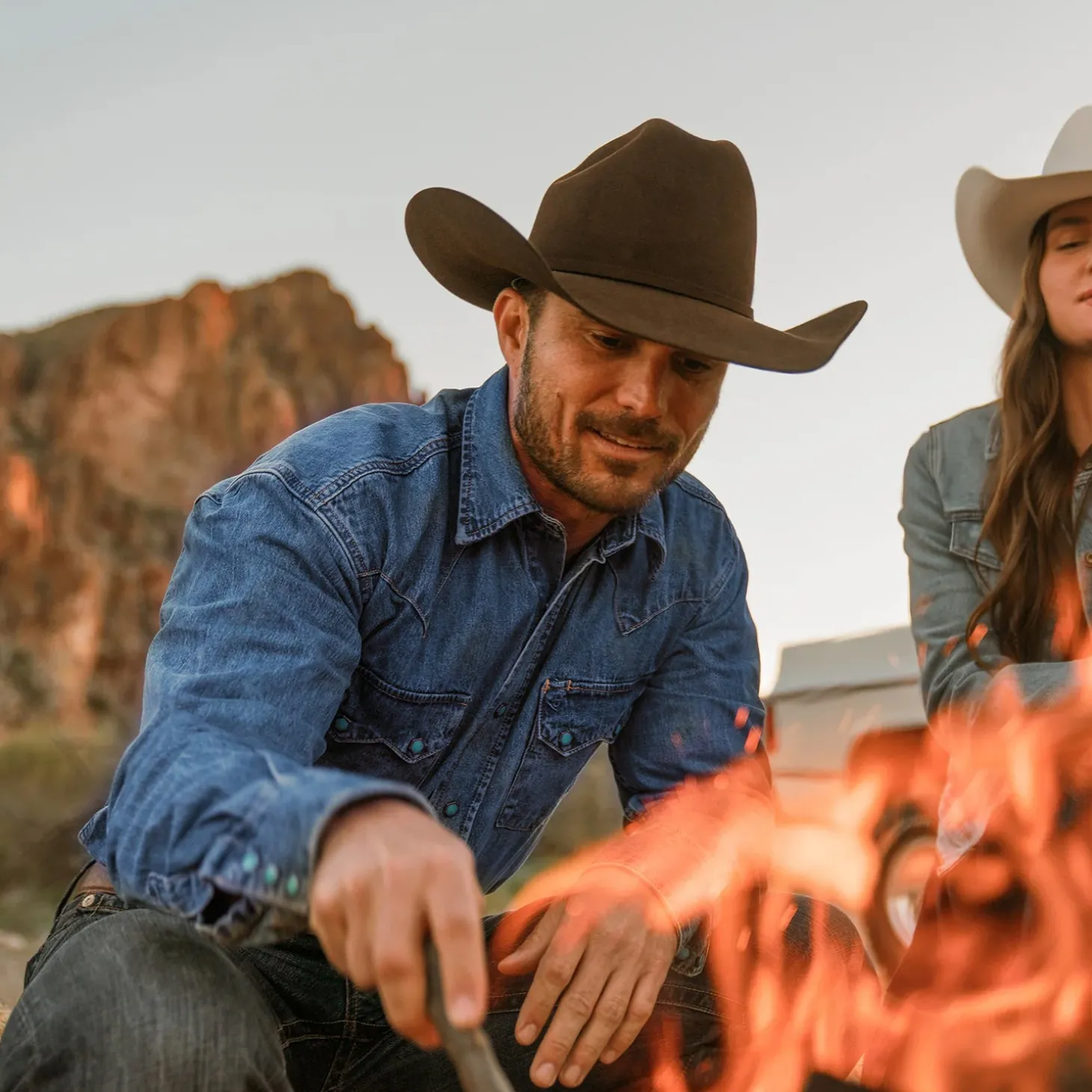 Turquoise Snap Western Denim Shirt