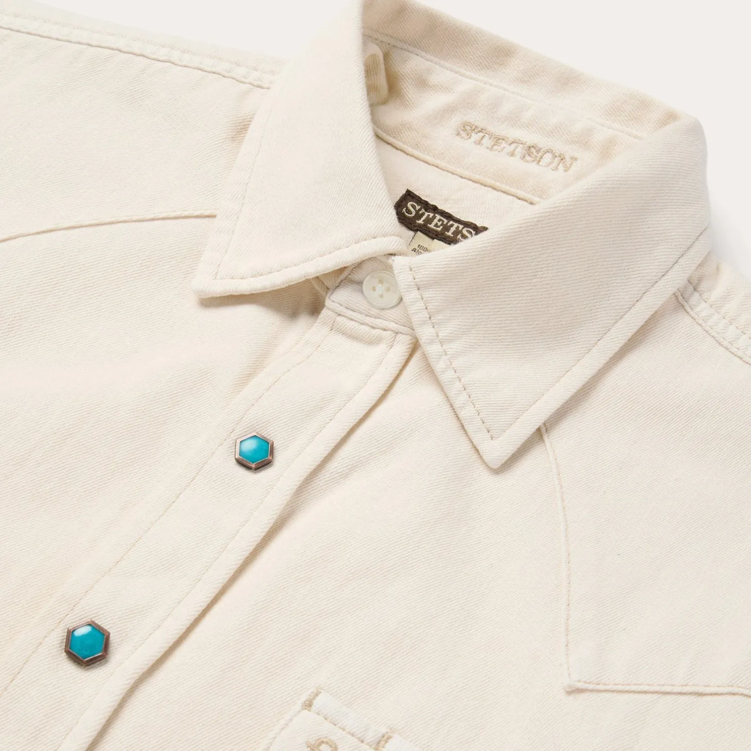 Turquoise Snap Western Denim Shirt
