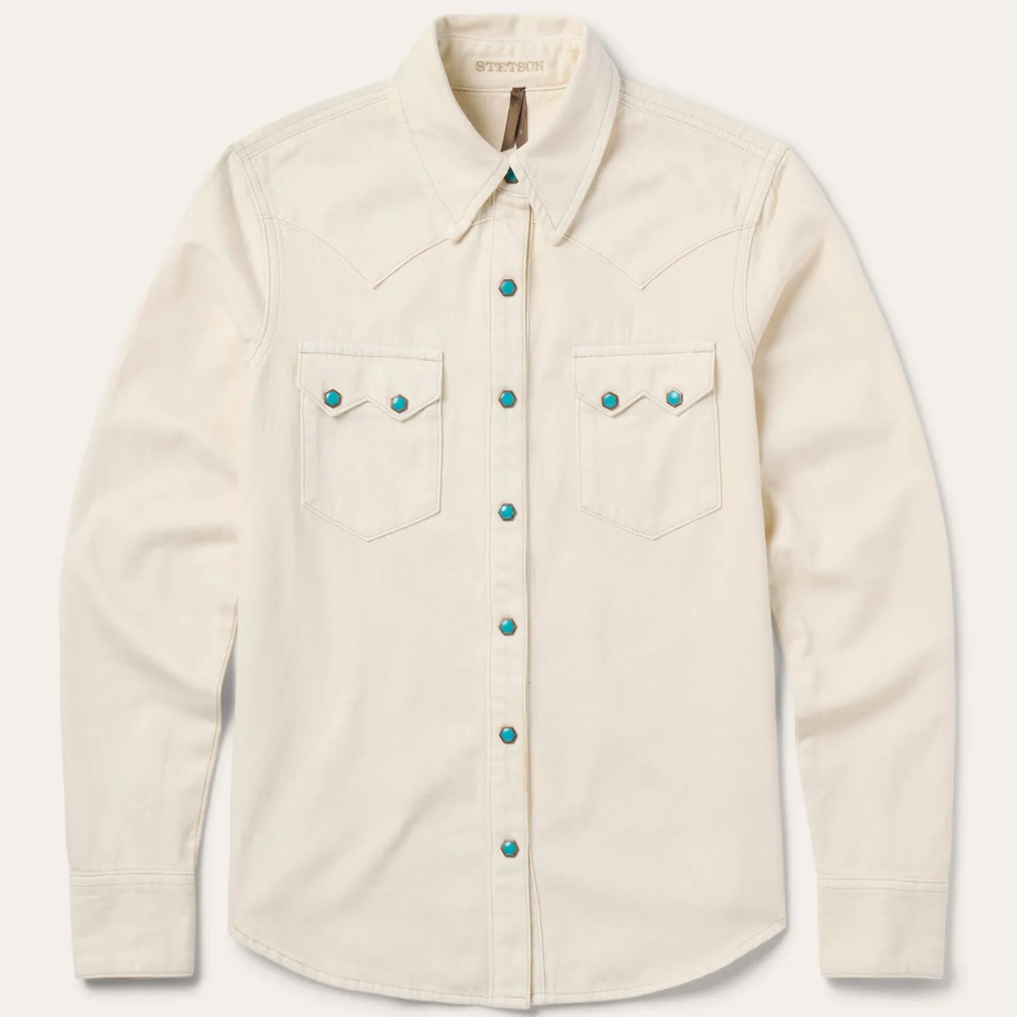 Turquoise Snap Western Denim Shirt