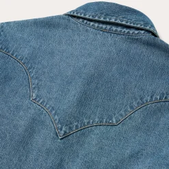 Turquoise Snap Western Denim Shirt