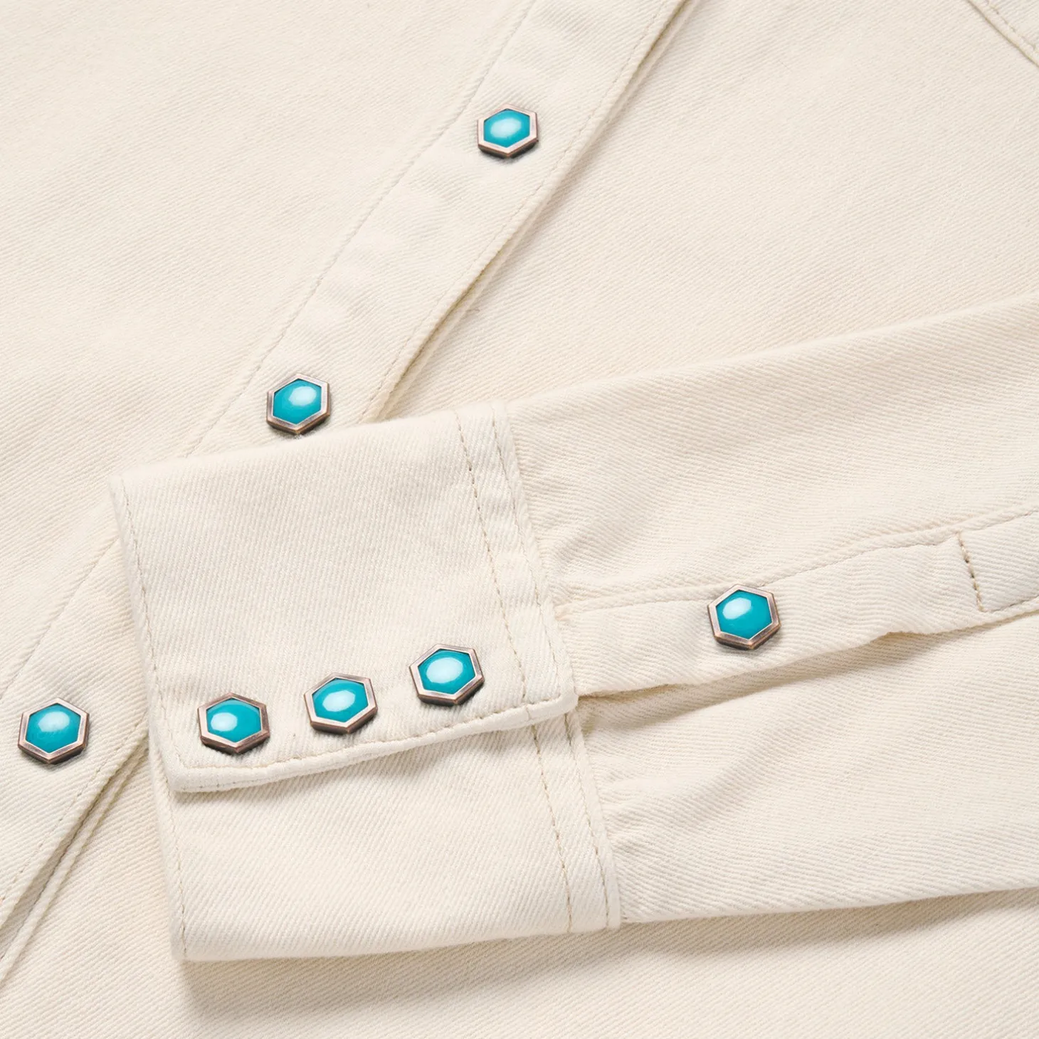 Turquoise Snap Western Denim Shirt