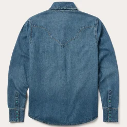 Turquoise Snap Western Denim Shirt