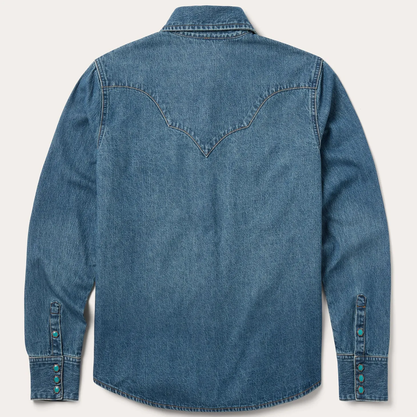 Turquoise Snap Western Denim Shirt