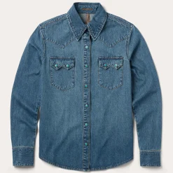 Turquoise Snap Western Denim Shirt