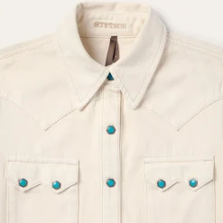 Turquoise Snap Western Denim Shirt