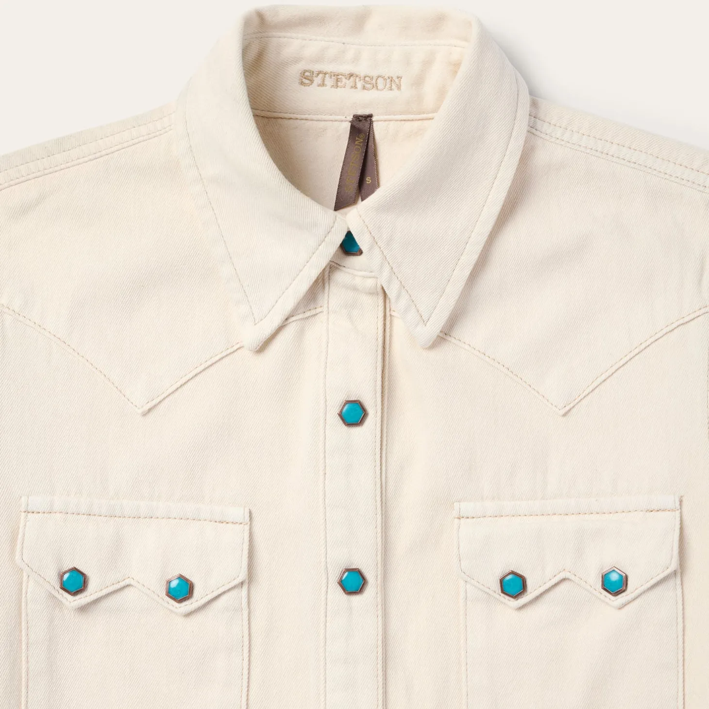 Turquoise Snap Western Denim Shirt