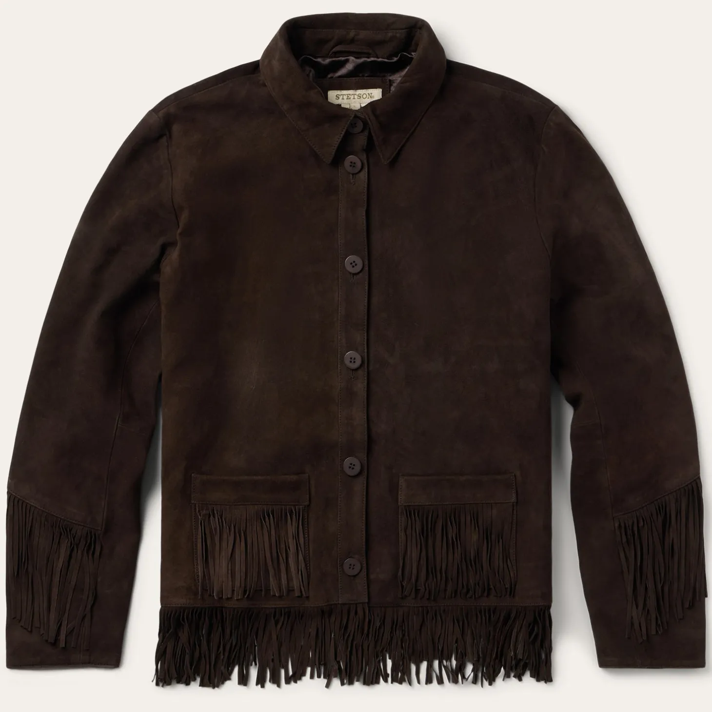 Two Pocket Fringe Suede Jacket