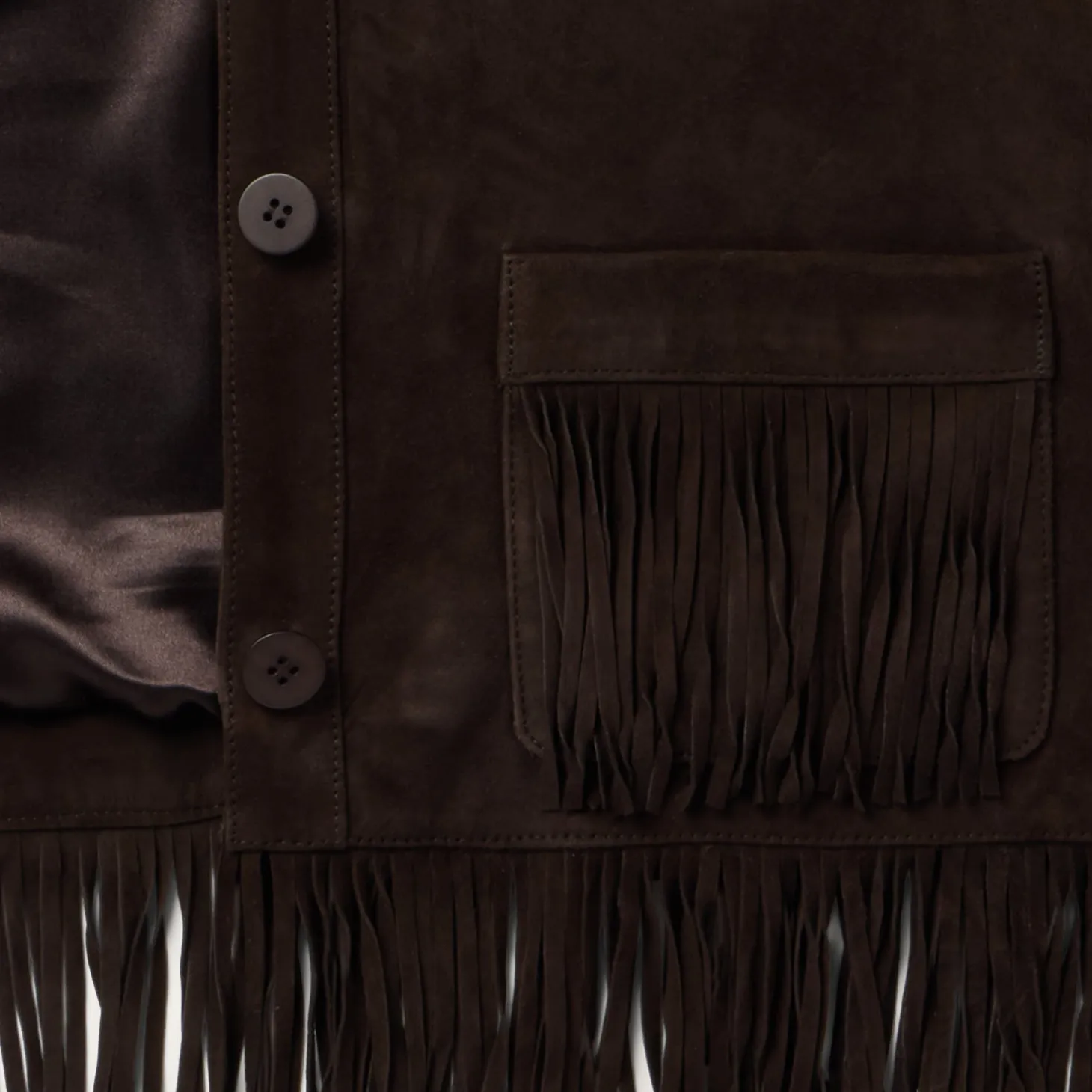 Two Pocket Fringe Suede Jacket