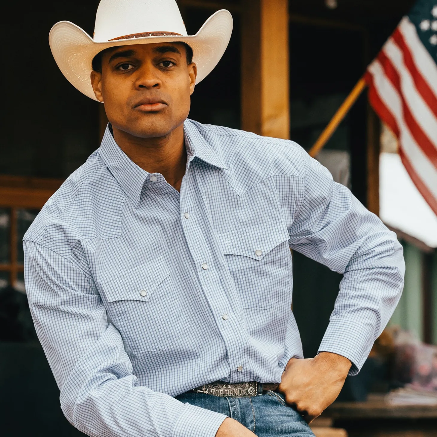 Two Stripe Check Western Shirt
