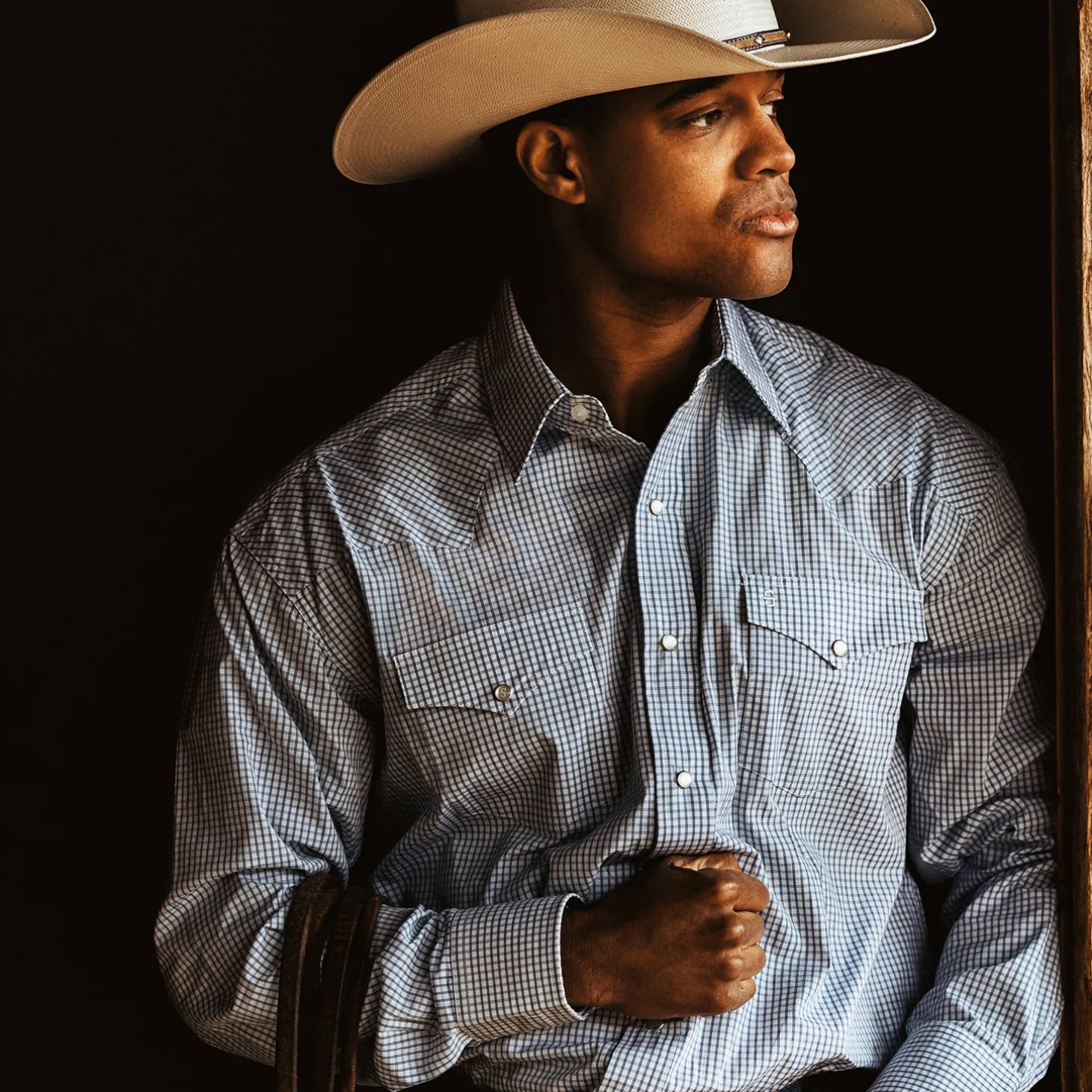 Two Stripe Check Western Shirt