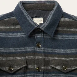 Wool Blend Stripe Shirt Jacket