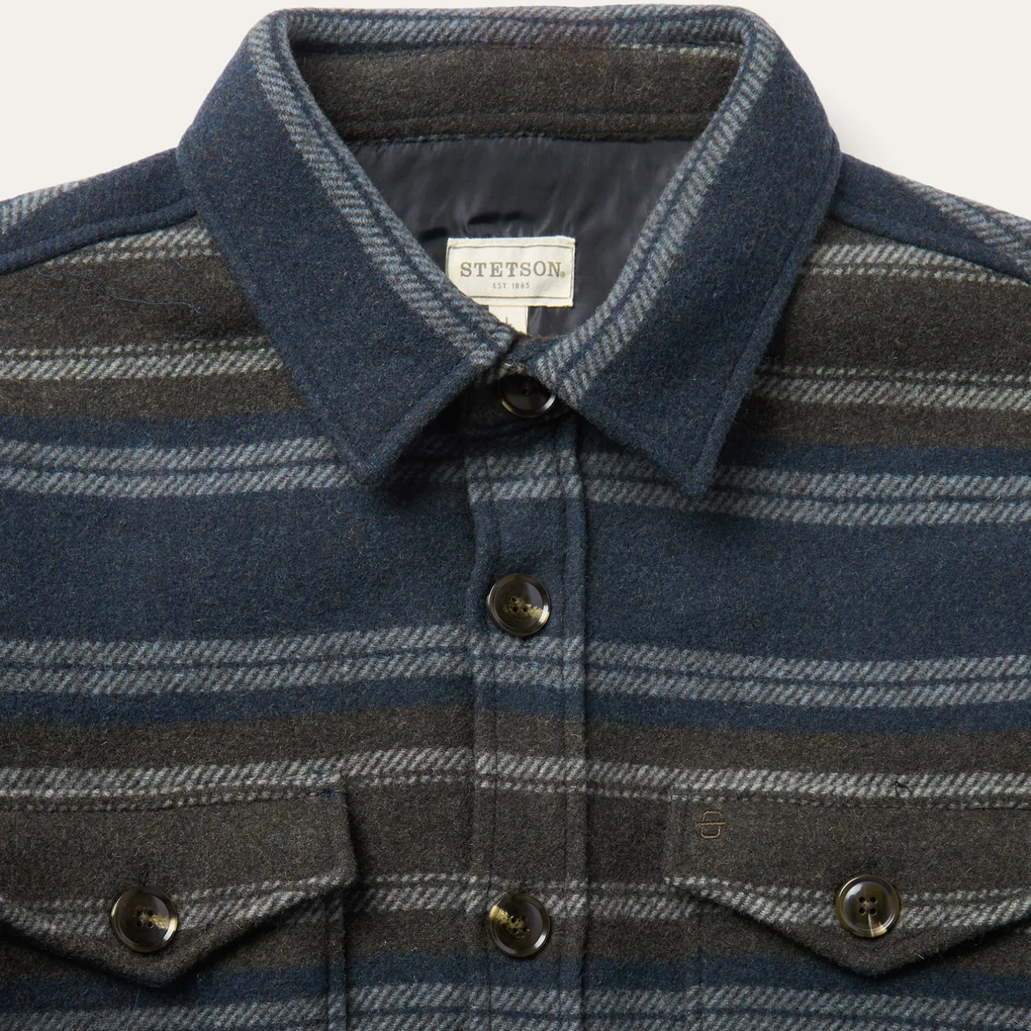 Wool Blend Stripe Shirt Jacket