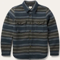 Wool Blend Stripe Shirt Jacket