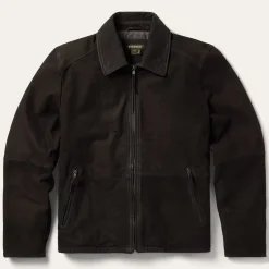 Zip Front Suede Leather Jacket