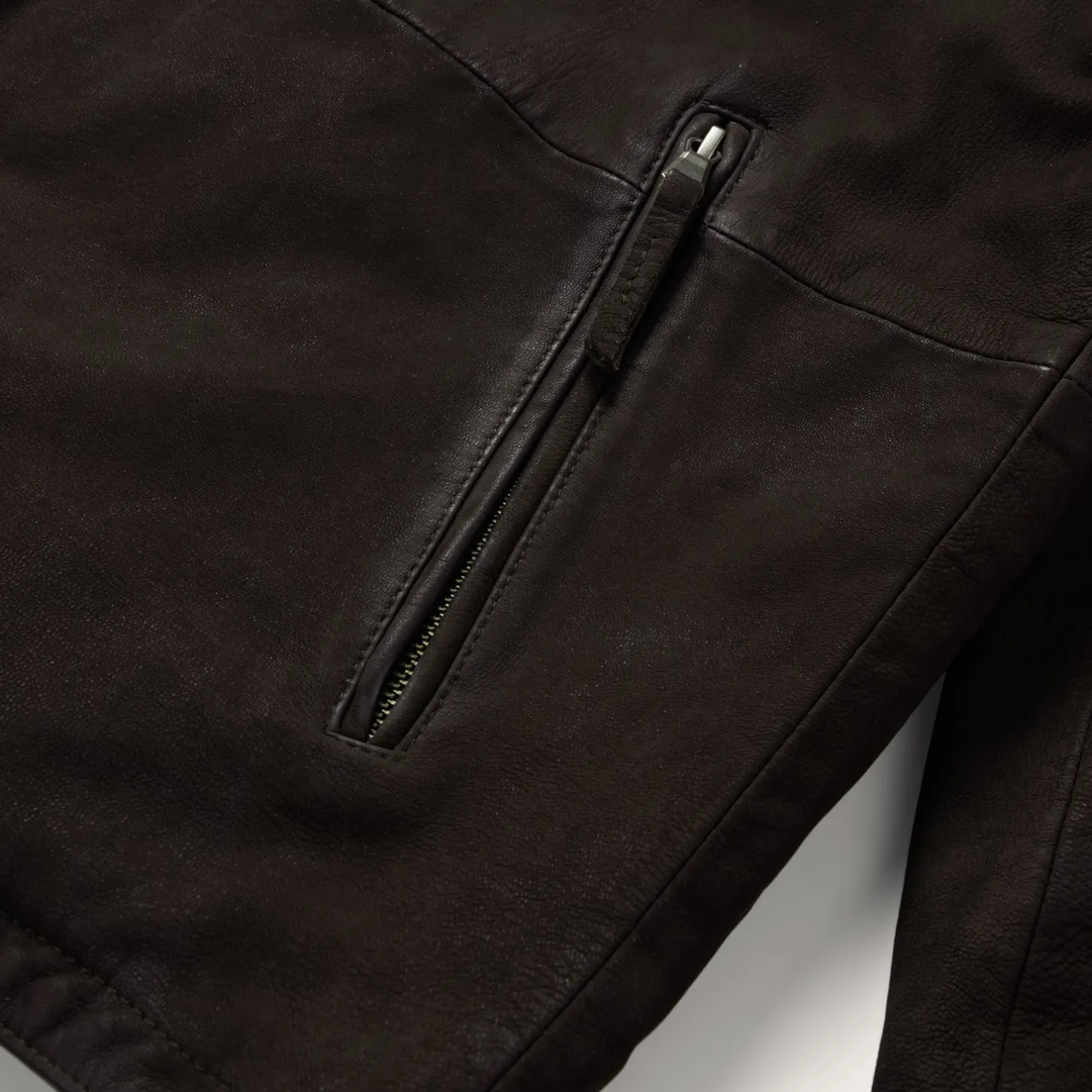 Zip Front Suede Leather Jacket